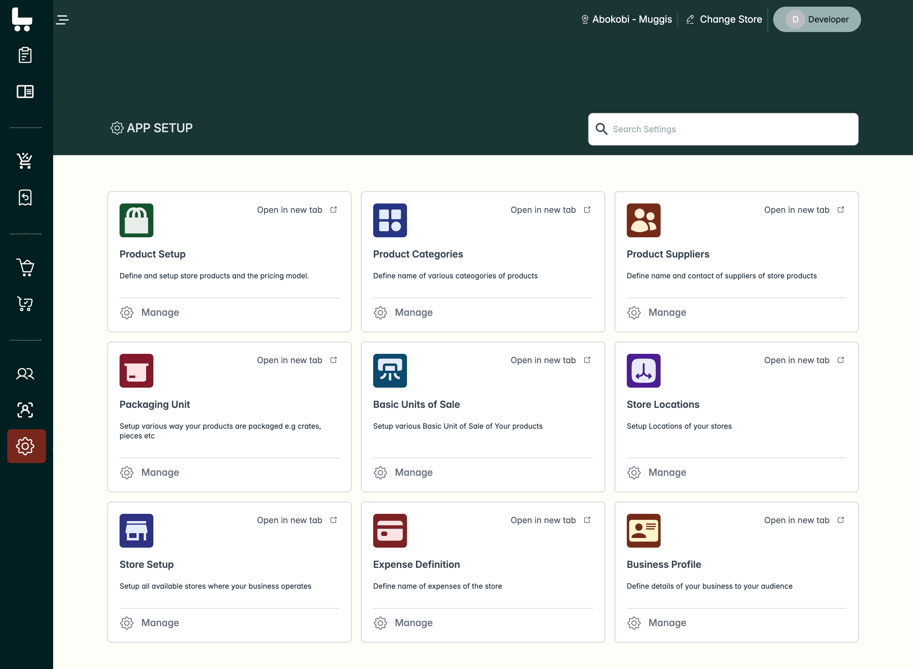 Centralized platform configuration and Shopify integration setup.